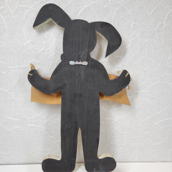 VINTAGE Bunny Santa Claus Ornament 15" HO HO HO Handmade Folk‎ Art Christmas - Picture 3 of 13